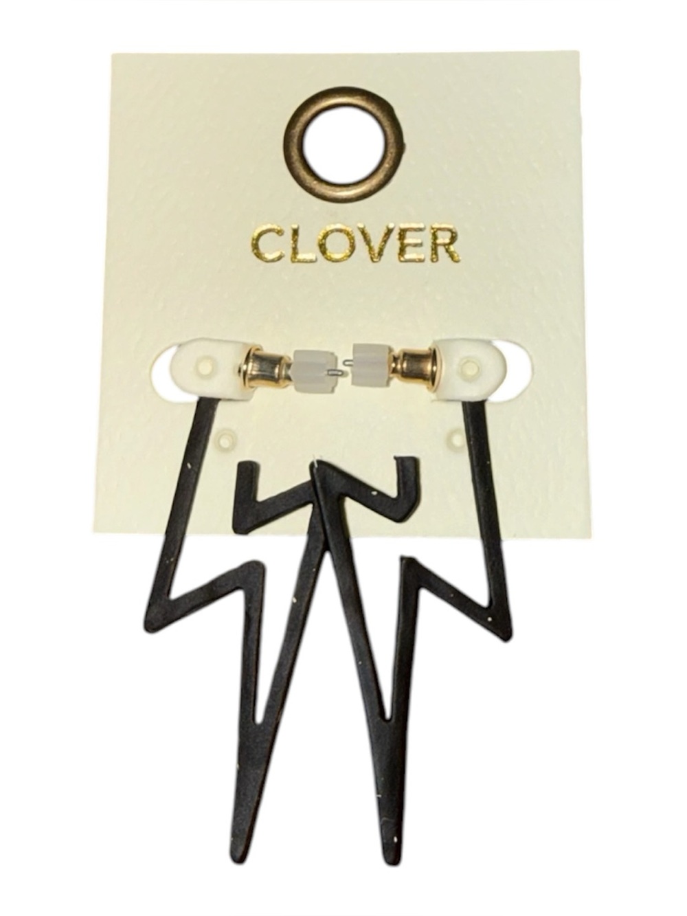 Clover Black Lightning Bolt Drop Earrings